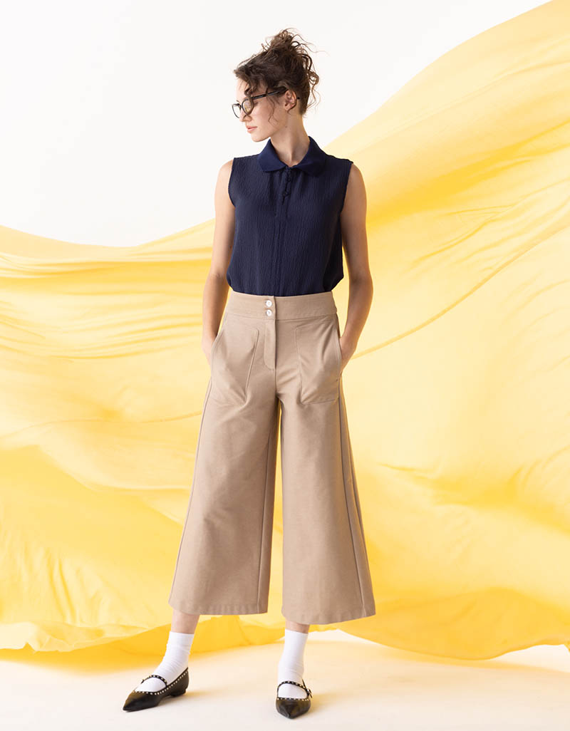 Twill Culotte Pant - Ecru